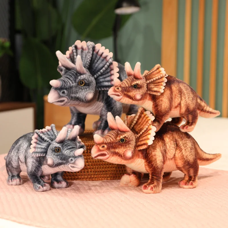 Simulation Jurassic Triceratops Dinosaur Plush Doll Cartoon Anime Stuffed Animals Plushies Soft Kids Toys for Boys Fans Gifts new diy assemble jurassic dinosaur race track set magical racing track railway electric race car dinosaur model toy for kids