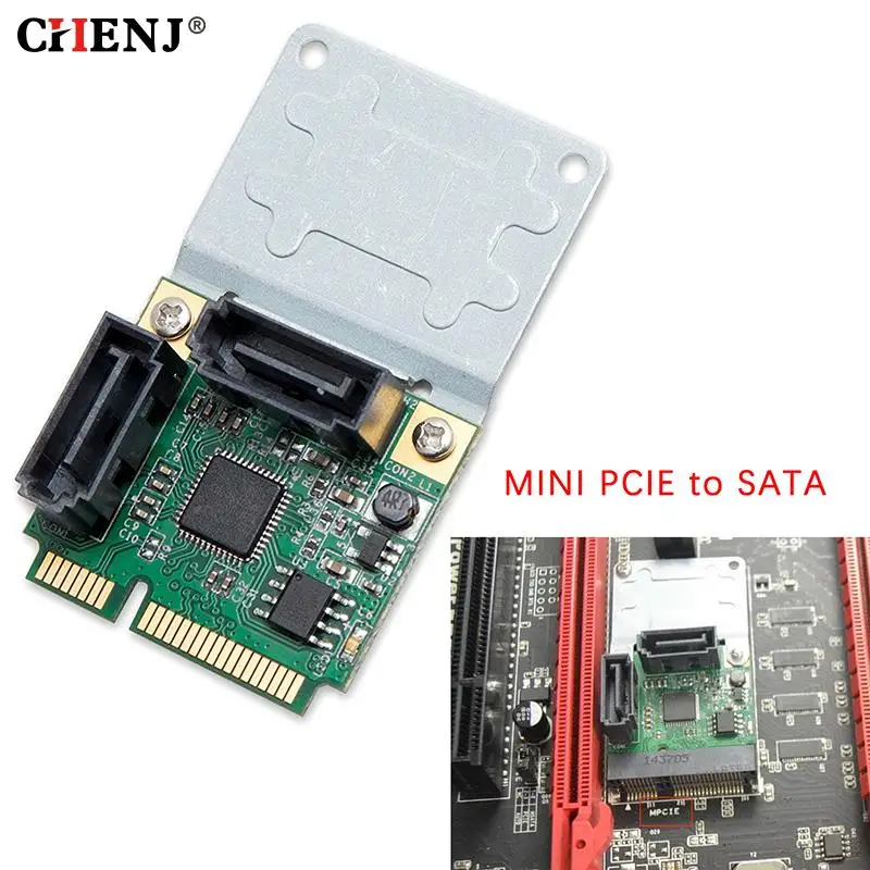 

Add On Cards Mini PCI-E PCI Express To 2 Ports SATA 3.0 Converter SSD HDD SATA3 Controller Expansion Card SATA Multiplier