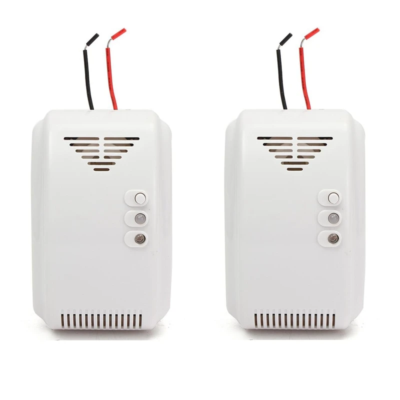 

2Pcs 12V LPG Propane Butane Combustible Gas Leak Alarm Detector Sensor LED Flash Alarm Sound Motor Alarm Home Security