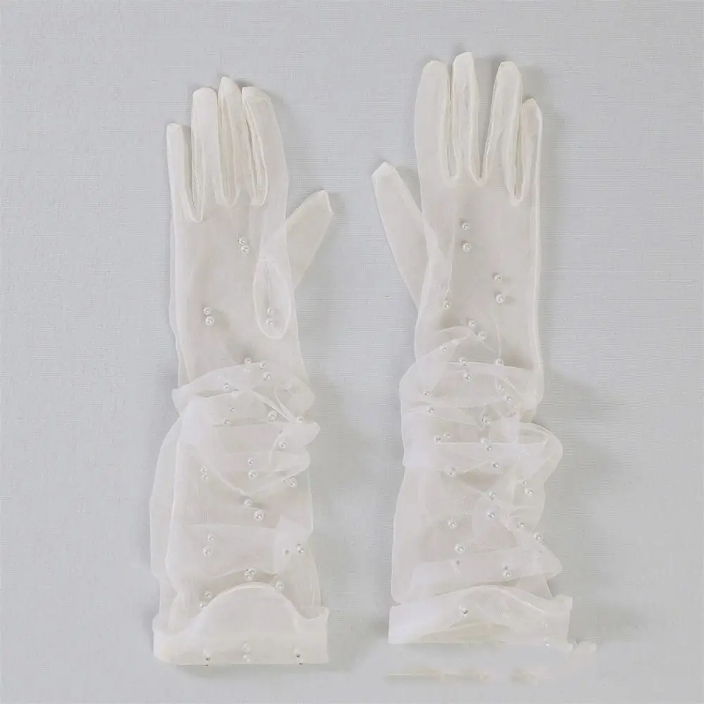 Guantes Largos De Tul Negro Transparente De Malla De 55 Cm, Guantes De ópera De Encaje Para Bodas, Halloween Y Fiestas De Disfraces