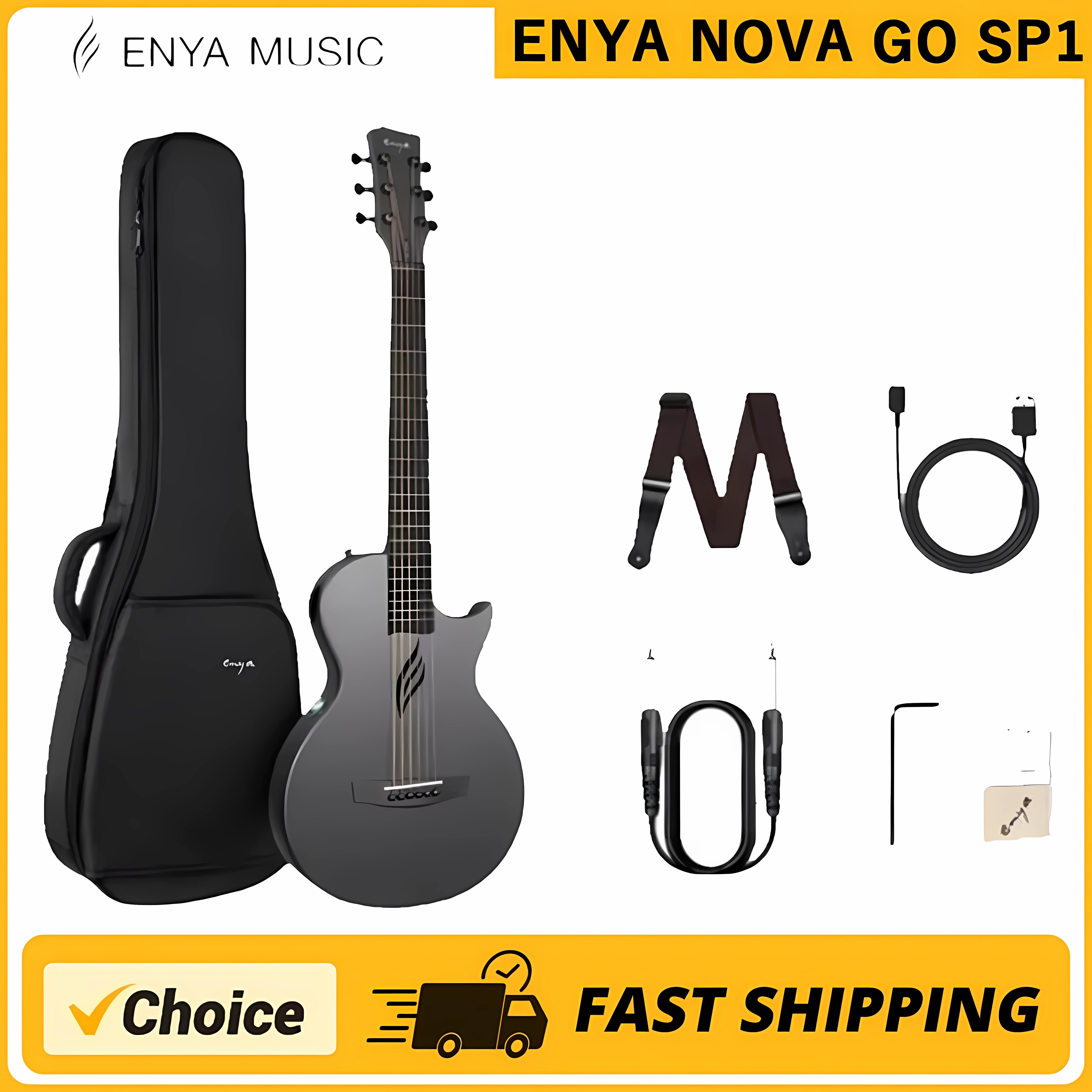Enya NOVA GO SP1 Electric Guitar Smart Carbon Fiber Acoustic 35Inch with Pickup Case Strap Cable Travel Guitarra ViolÃ£o