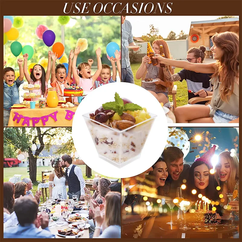 Dessert Cups 50/100PCS 2OZ Transparent Disposable PP