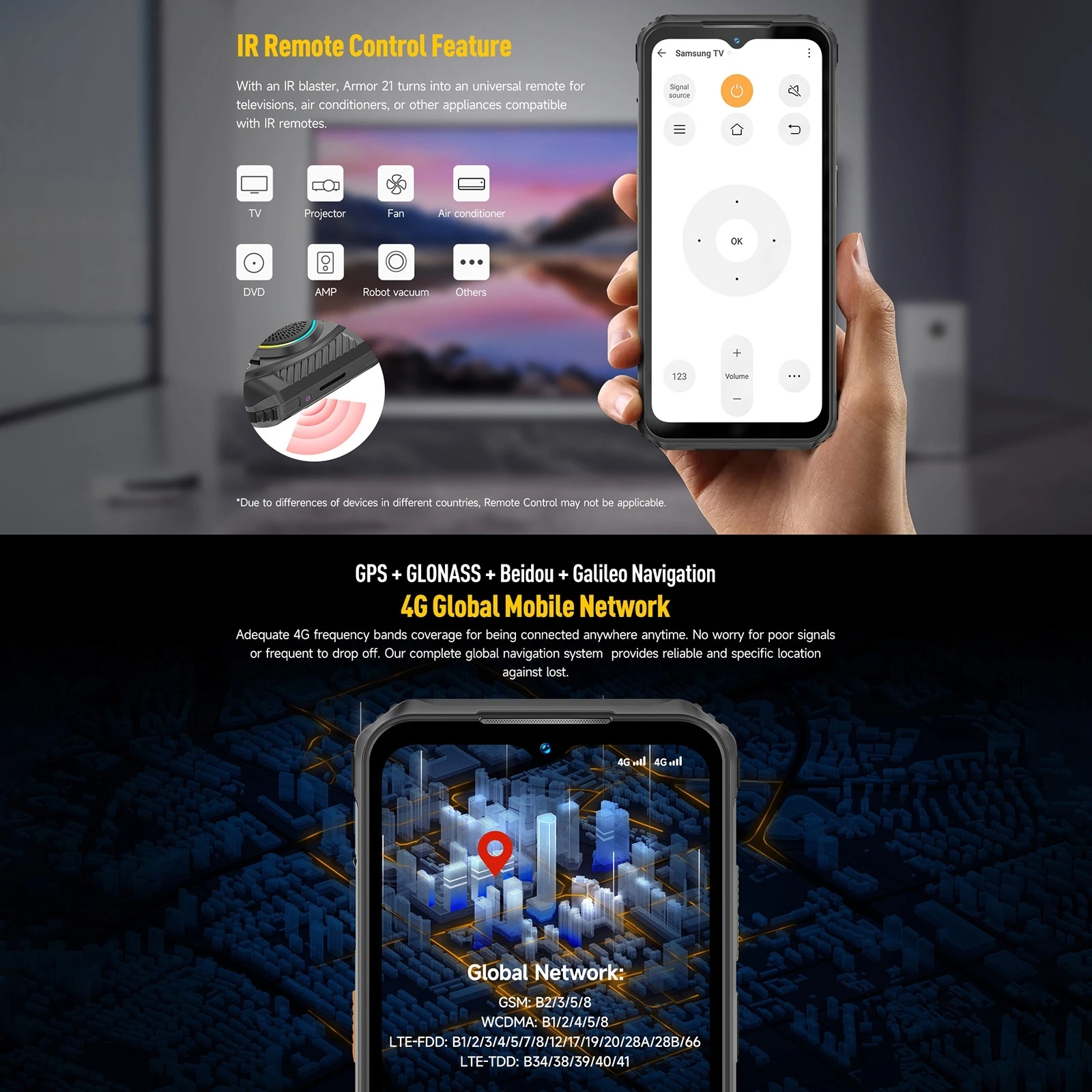 Ulefone Armor 21 8GB+256GB Rugged Phone Night Vision 9600mAh 6.58'' Android 13 Helio G99 NFC 4G Smartphone Global Version