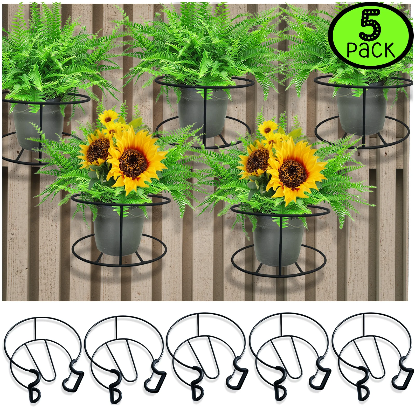 

5-Pack Floating Garden Railing Planter Shelf for Balcony Deck Porch Patio and Indoor houseplants-Remarkable Gardening Gifts