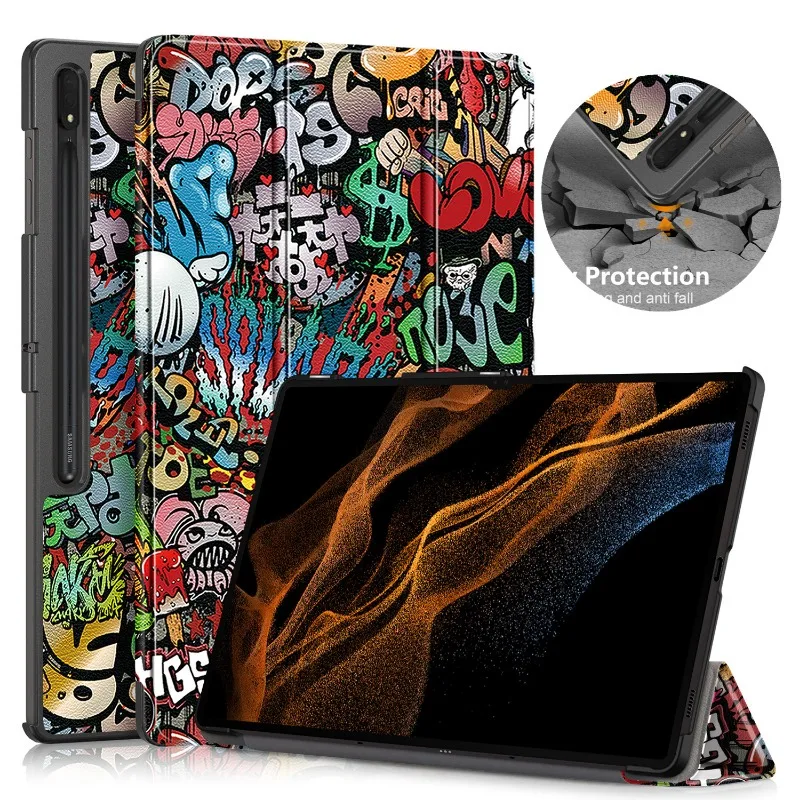 Per Galaxy Tab S9 Ultra Case 14.6 Pollici Supporto Pieghevole Smart Folio Tablet Per Samsung Tab S9 S9 + Ultra Cover Auto Sleep/Wake Kids