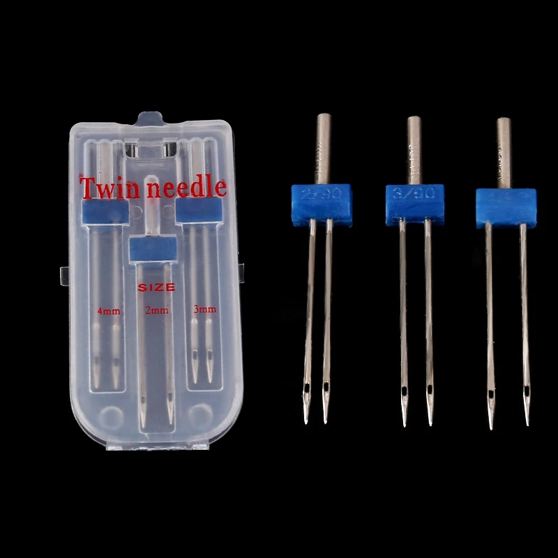 10PCS Sewing Machine Twin Needles Double Twin Needles Pins Twin Stretch  Needles with Plastic Box for Household Sewing Machine