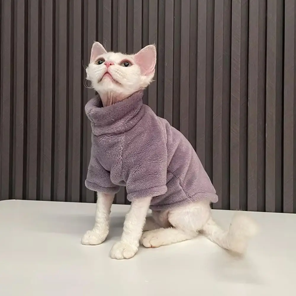 트렌디한 플리스 따뜻한 겨울 강아지 옷 터틀넥 푹신한 고양이 스웨트셔츠 단색 부드러운 애완동물 용품 치와와 의상