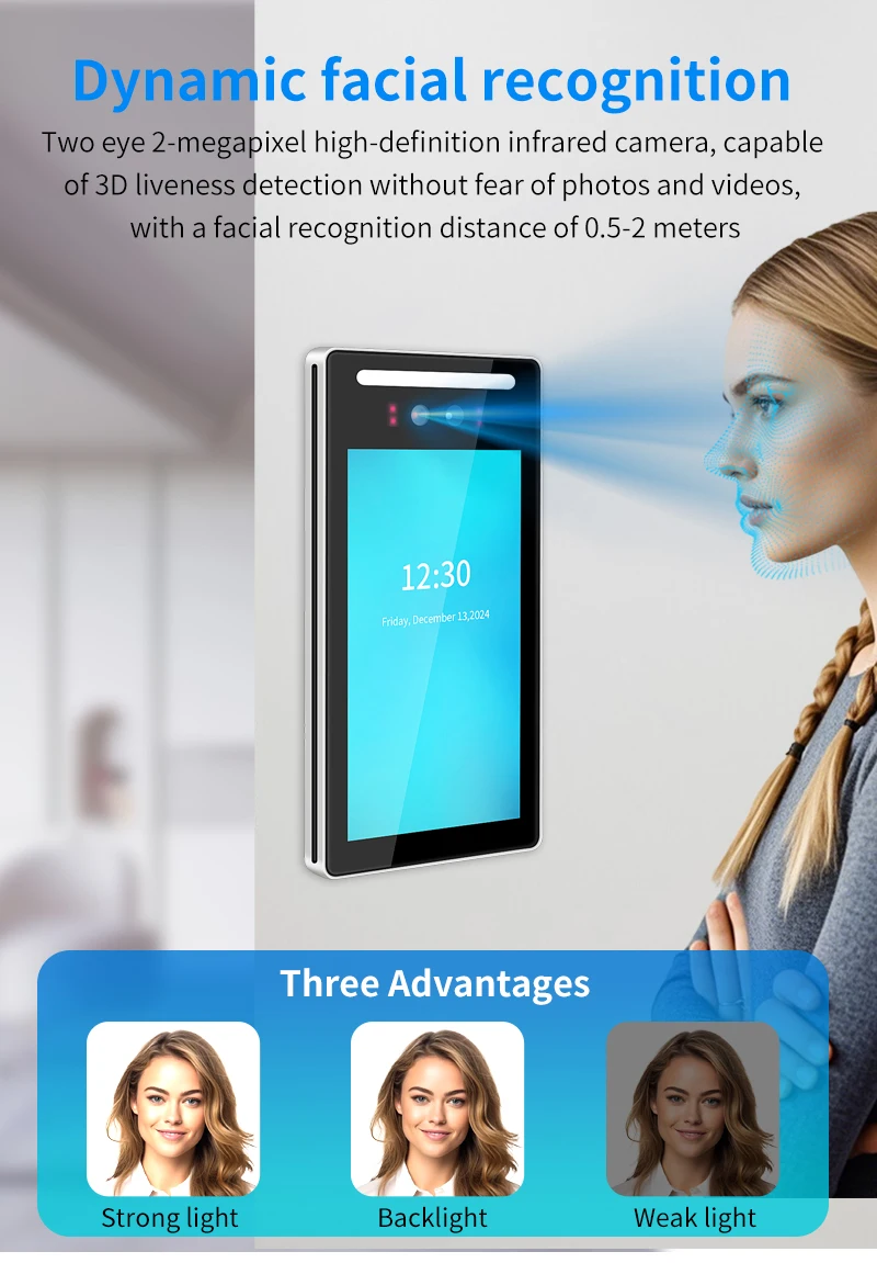 Asia Teco 7 inch 5000user Tuya APP TCP/IP WIFI Dynamic Face Recognition Access C