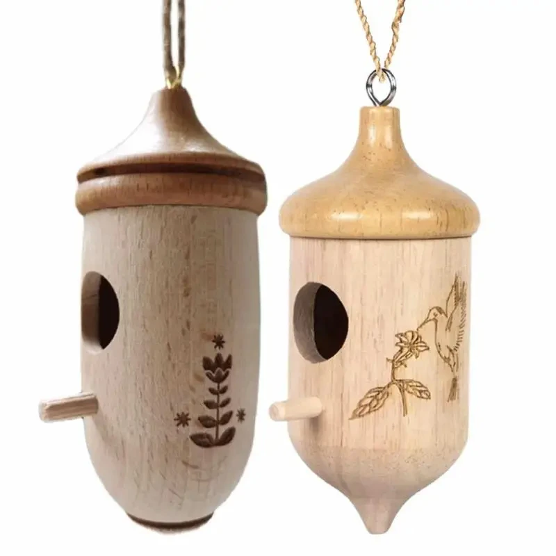 Bird House Wooden Hummingbird House Wild Bird Outdoor Hanging Feeder Garden Yard Decoration