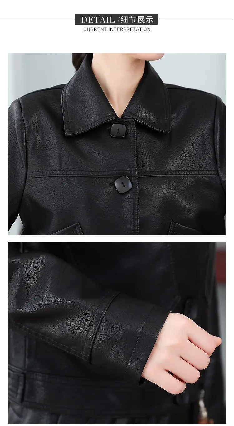 Short Leather Jacket Women 2023 New Autumn Top Leather Jacket Pockets Chic Vintage New Outerwears Jaqueta De Couro Feminina