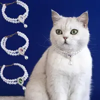 Pet Accessories Double Layer Pearl Pet Necklace Sweet Flower Pendant Cat Neck Chain Adjustable Pet Pearl Collar For Cats Puppy 1