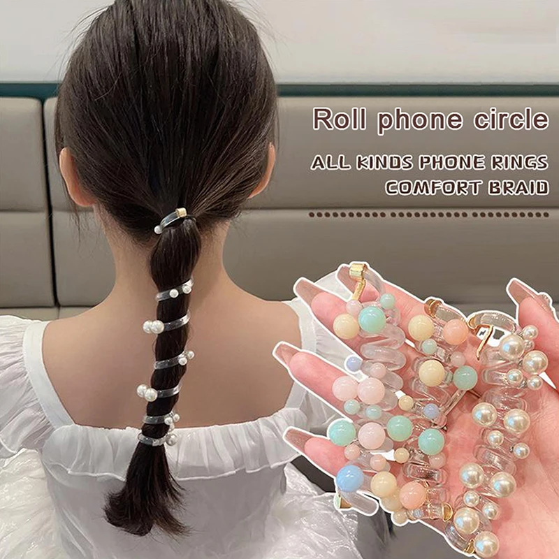 

Candy Colored Ball Telephone Wire Elastic Hair Band Ponytail Hair Accessories Temperament Bubble Braid Hair Styling Tools