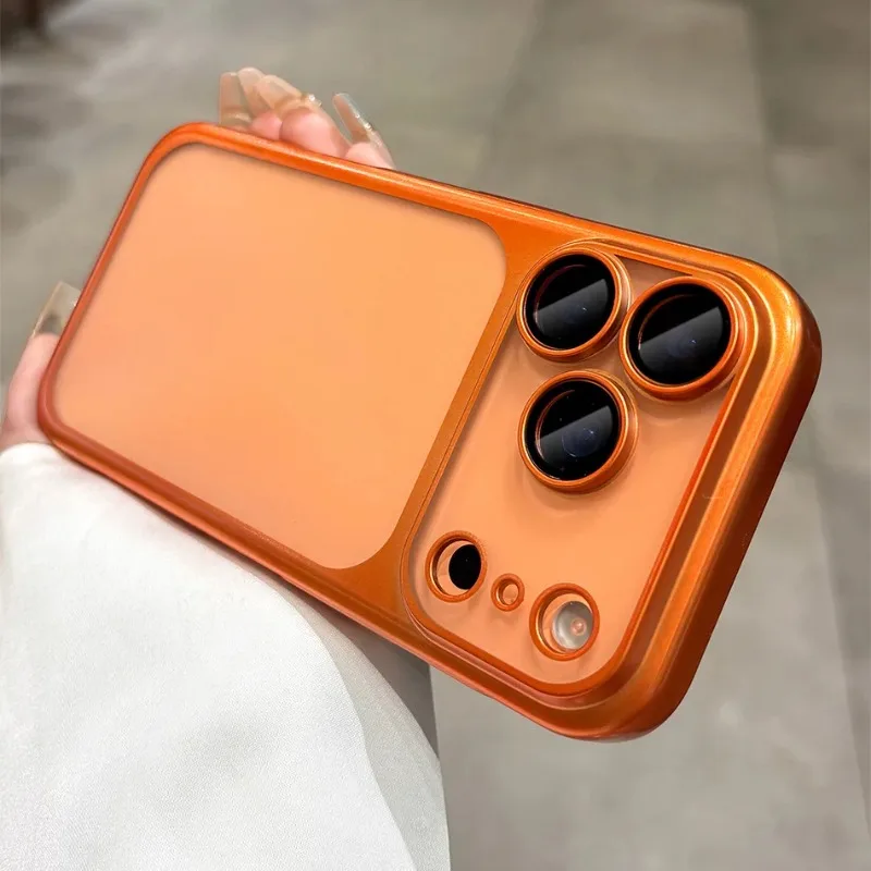 Sleek Translucent Frosted Phone Case with Matte Glass Lens Protector