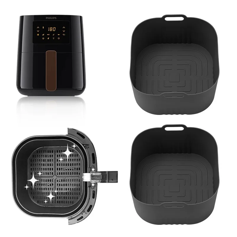 Air Fryer Silicone Basket 1-2Pcs 17.5cm/6.89in Air Fryer Silicone Basket Mould for 4-5L Airfryer for Philips HD9252 HD9200 HD9255