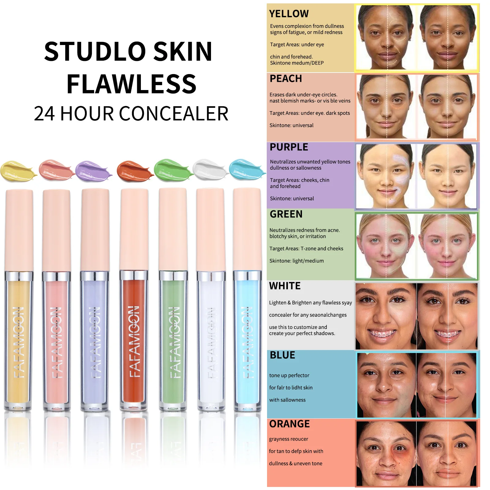 Concealer Face Contour Blemish Dark Circle Cover Makeup Face Foundation Concealer Correcting Skin Color Women Beauty Maquiagem