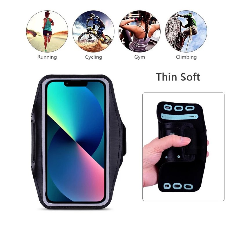 

Gym Running Sports Phone Holder Case For Apple iPhone 14 8 7 6 Arm Band Case Fit Hand Pouch Arm Wrist Bag For iPhone 13 12 11 9