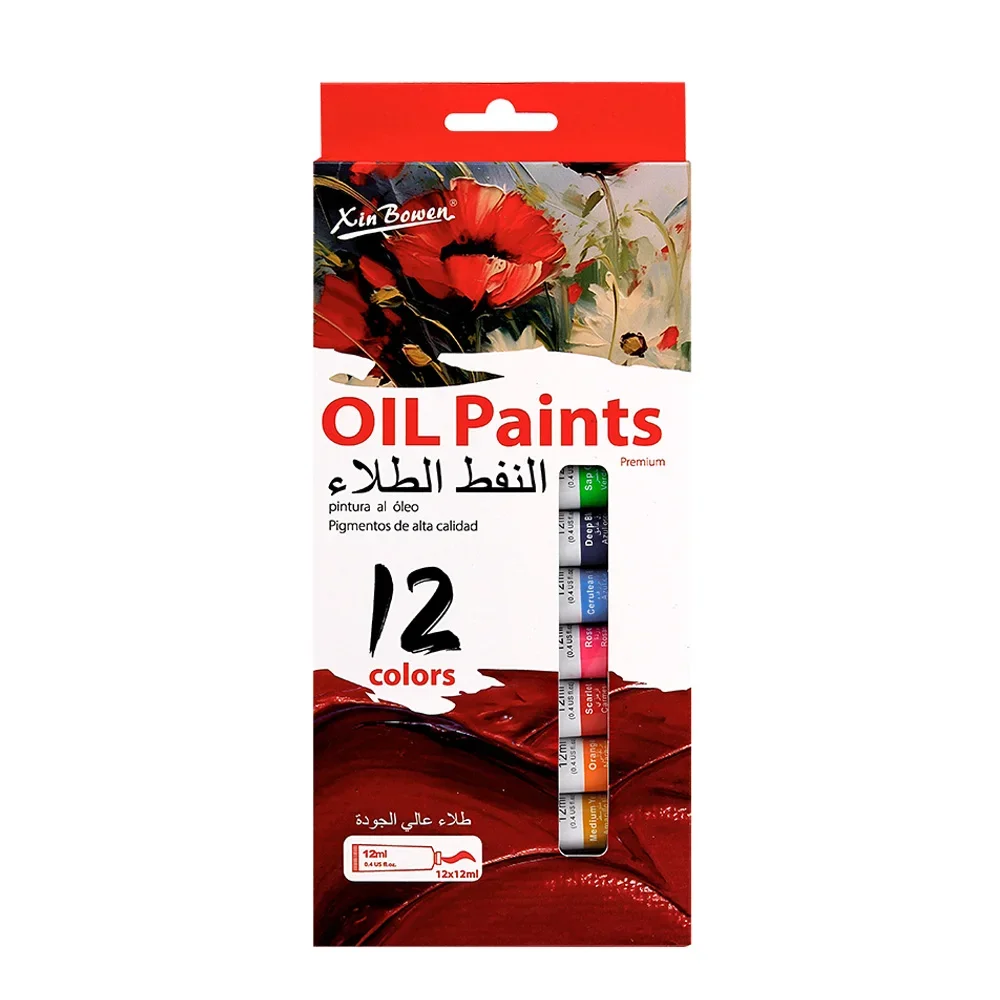 Coffret 12 Tubes Peinture à L’huile – 12 Ml Chacun – Palette De Couleurs Complète – Pour Débutants Et Artistes
