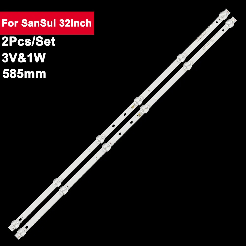 2pcs/set 5led 585mm led Backlight Strip TV for SanSui 32inch HL-00320A30-0601S-07 SJ.CX.D3200601-3030HS-M 2 4tv backlight bar 6leds hl 00320a30 0601s 07 a1 2 6 silver ip le32 495523 lcd 585mm 6lamp 6v 100%new