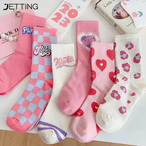 1Pair Outdoor Wind Protection And Warmth New Pink Strawberry Socks Fashion Cute Harajuku Women Cotton Socks