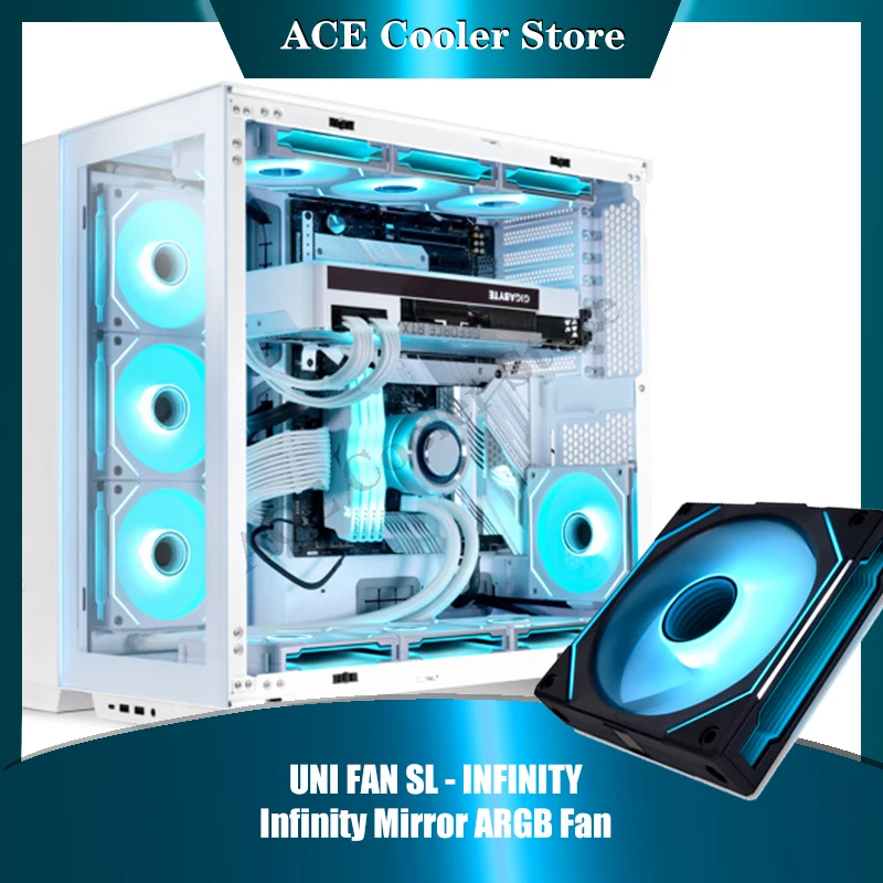 Sl-infinity Lian Li-fan sl Infinity 140 Ventilador com Daisy Chain Argb Sistema L-connect 3.0 Preto e Branco 14cm