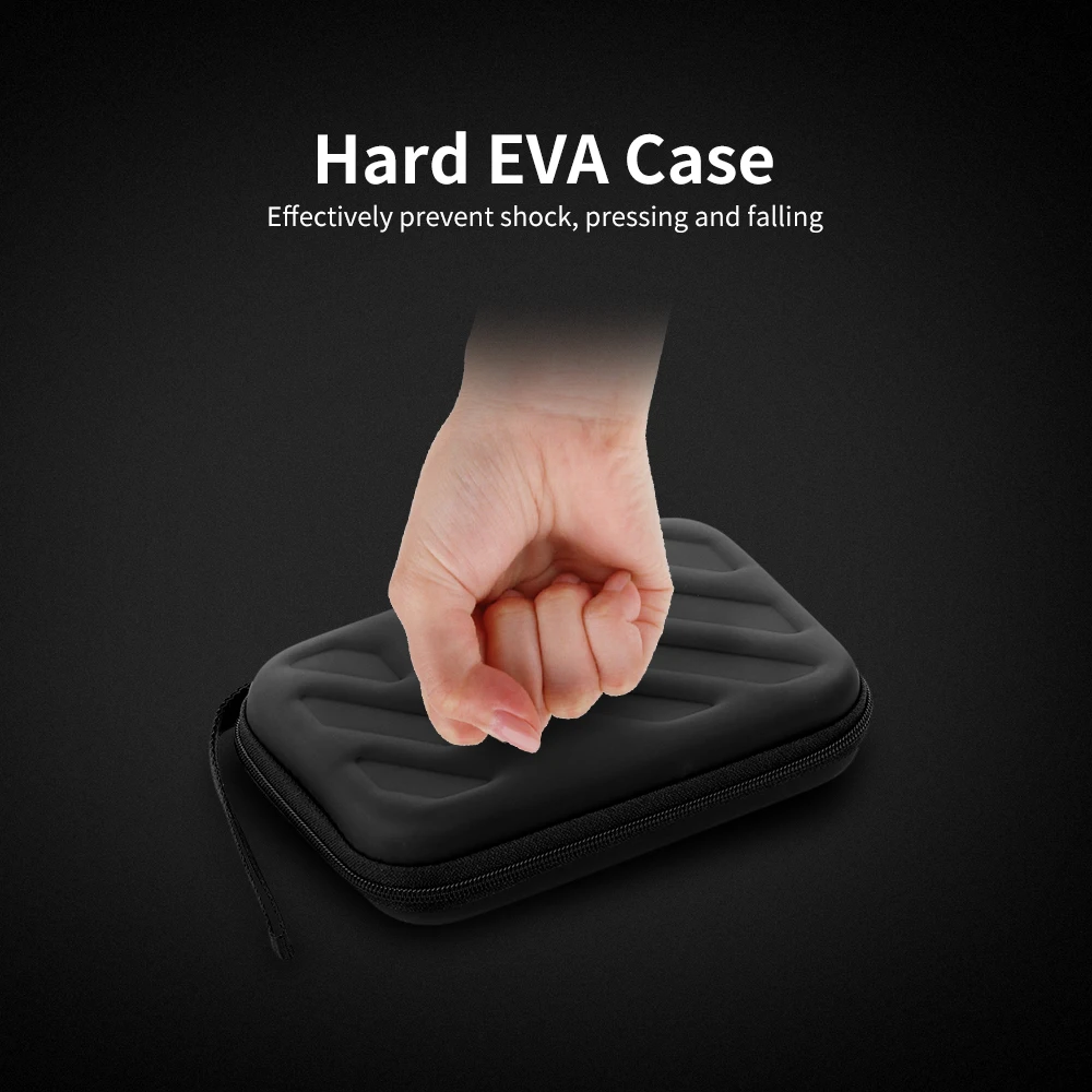 External Hard Drive Disk Case Shockproof EVA Case 2.5in HDD Mesh Pocket Soft Inner Fabric Carrying for Office Use