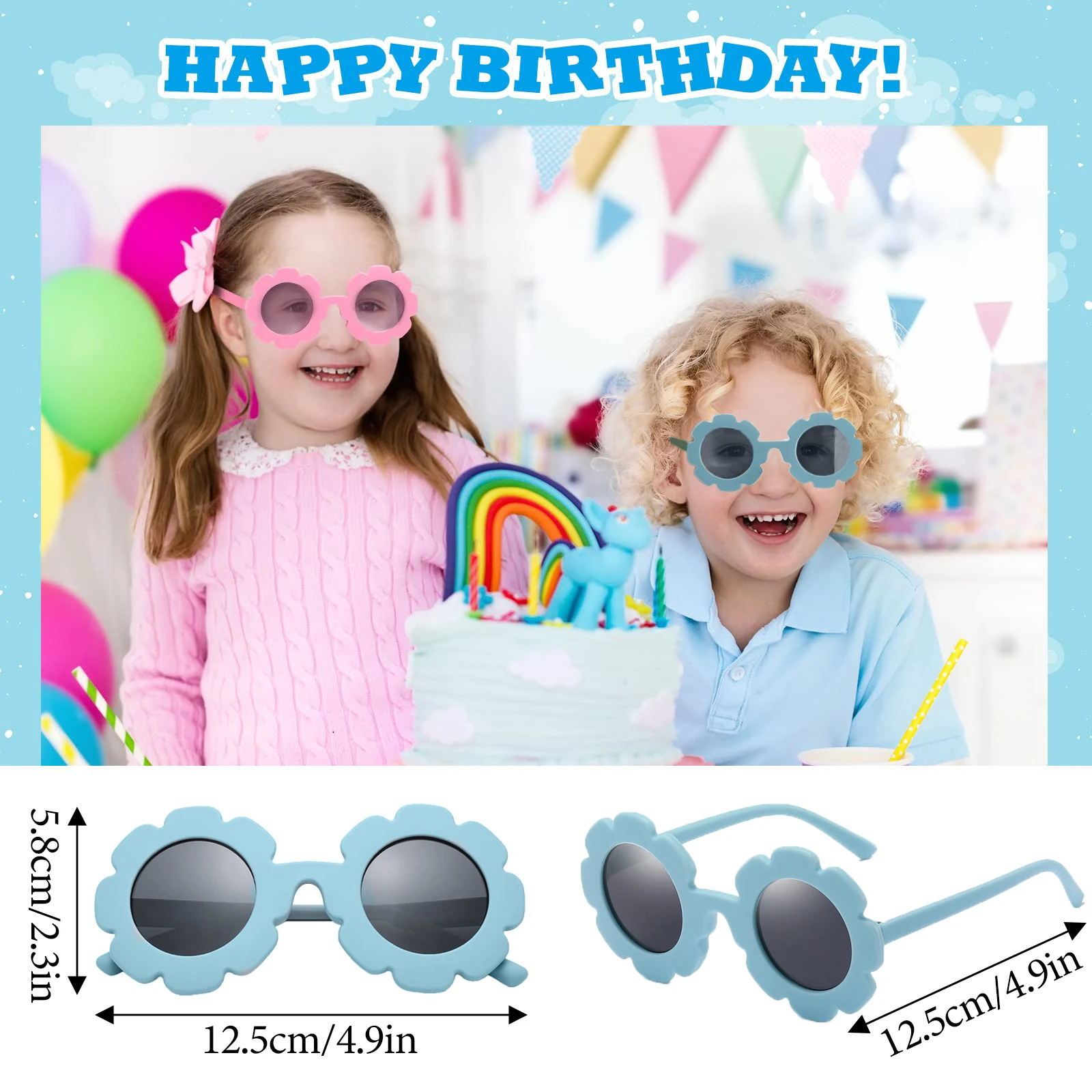 12-60Pcs Round Flower Sunglasses for Girls Toddler Cute Flower Glasses Outdoor Beach Eyewear Birthday Party Favors for Kids Gift