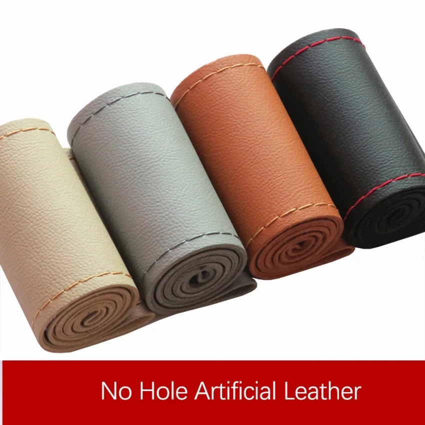 Steering Wheel Cover Micro Fiber Leather Hand Sewing Soft Car Steering Wheel Cover With Needles and Thread Diameter 38cm Auto Car Accessories