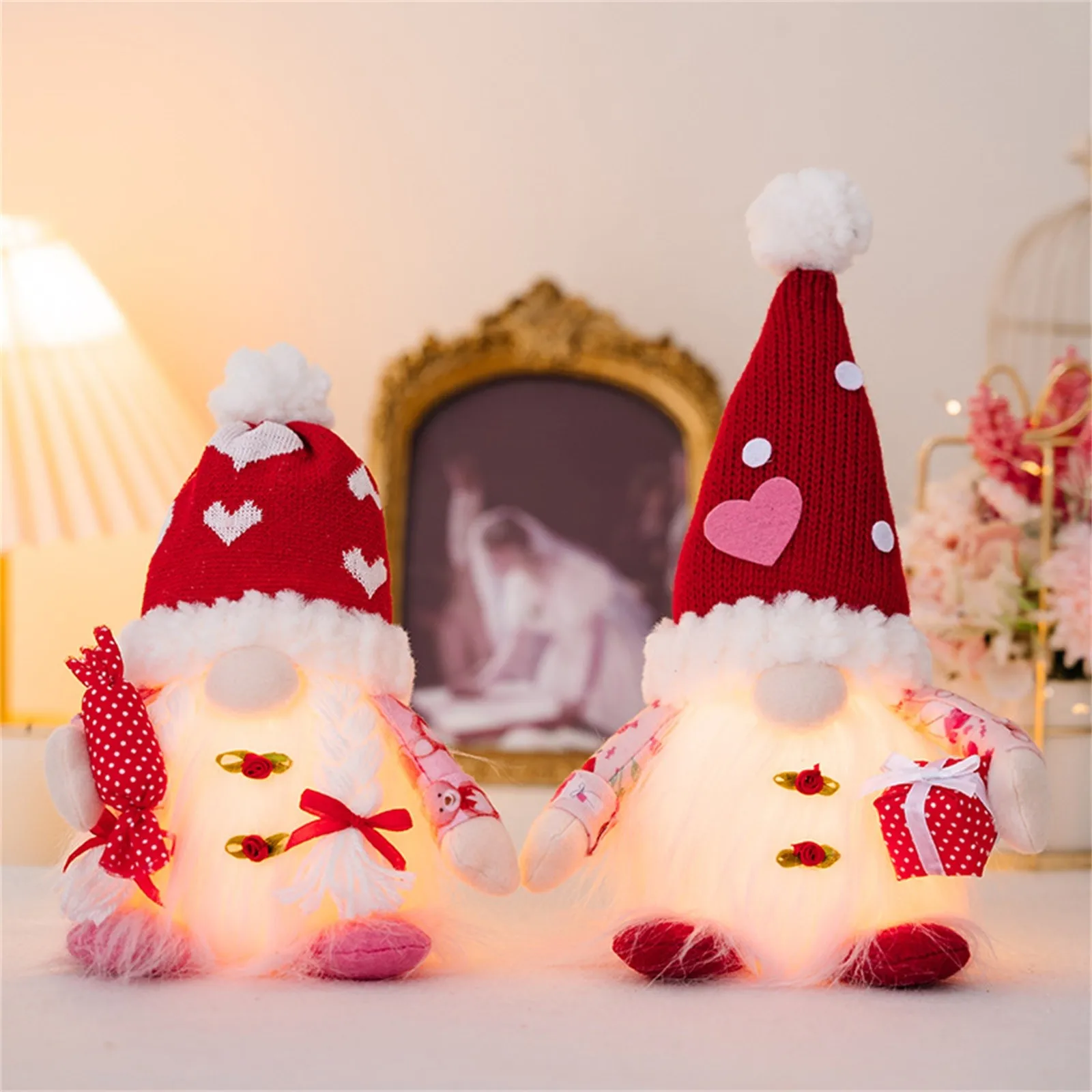 Valentine's Day Decorations Glowing Gnome Faceless Doll Ornaments Plush Knitted Love Faceless Dolls Holiday Party Surprise Gift 3