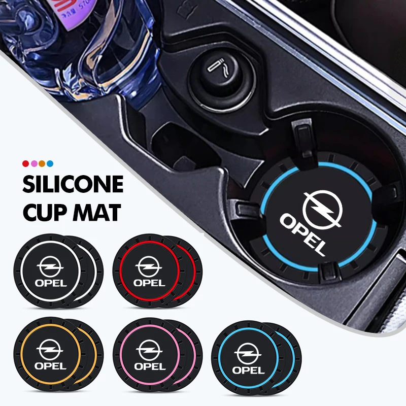Car Silicone Coaster Anti-Slip Water Cup Drink Mat 2Pcs For Opel Zafira Meriva Mokka Vivaro Vectra Antara Ampera cup holder coasters car coaster pads