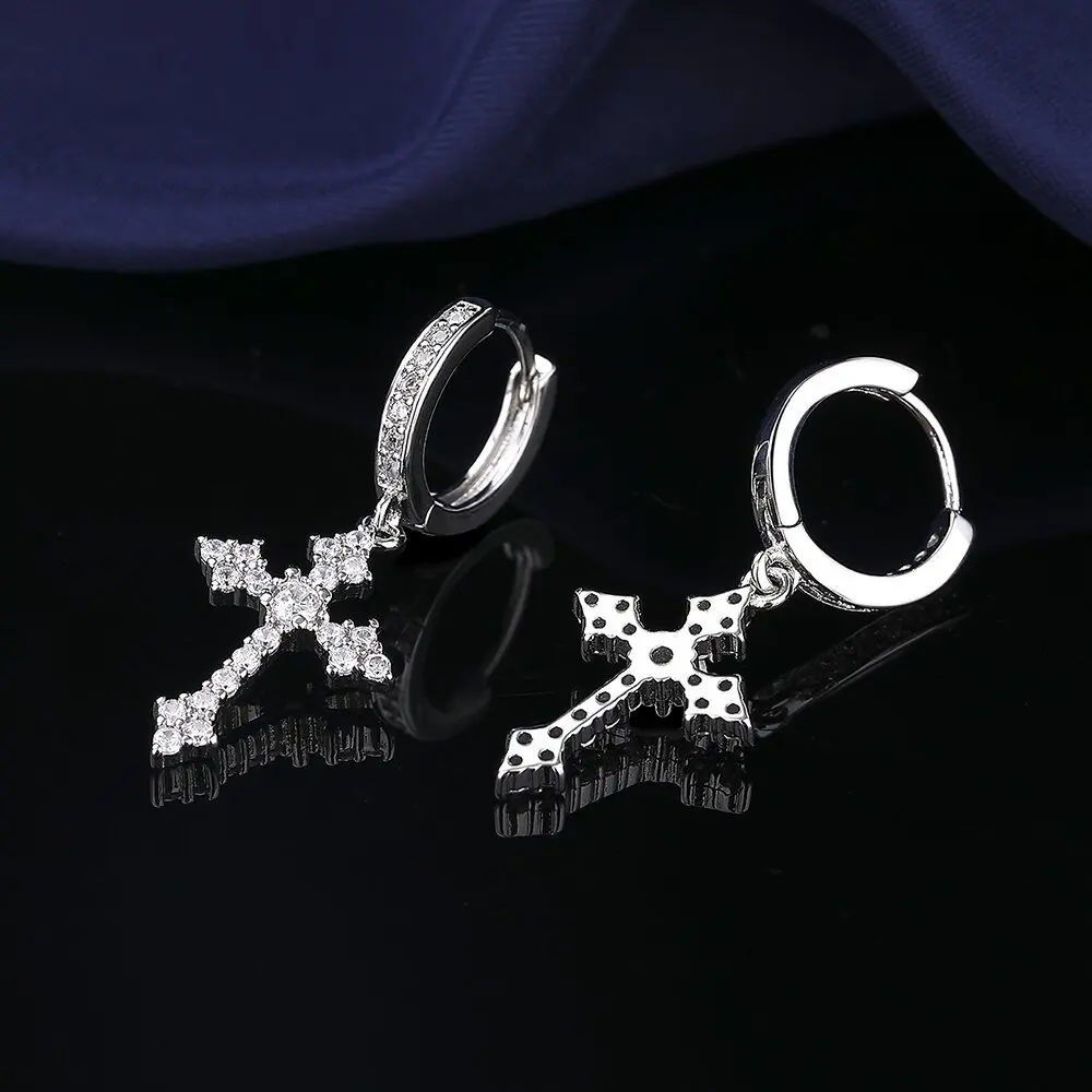2024 Korean Wave New Ricky Same Classic Cross Earrings Fashion Zircon Men's Vintage Jewelry Accessories Gift 3