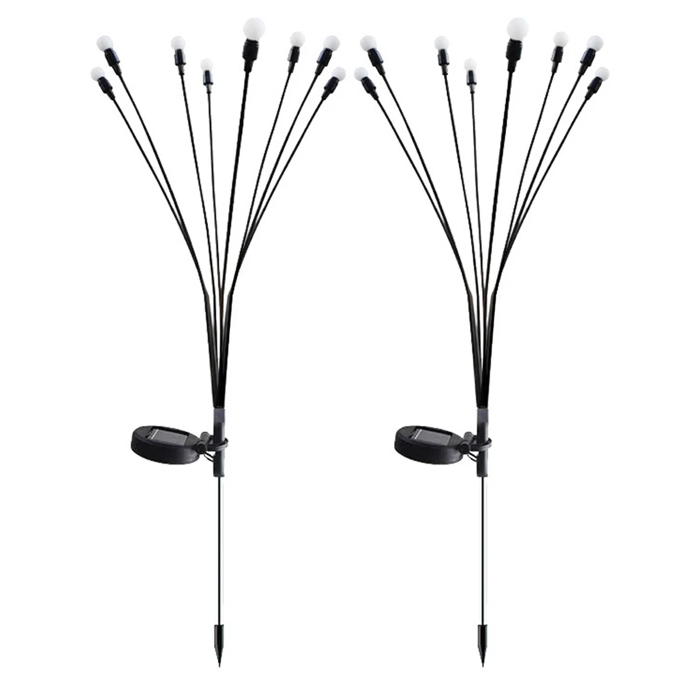 2Pcs 8 LED Vibrant Firefly Starburst Swaying Lights IP65 Waterproof Solar Powered Outdoor Firefly Lights for Lawn Hallway Patio