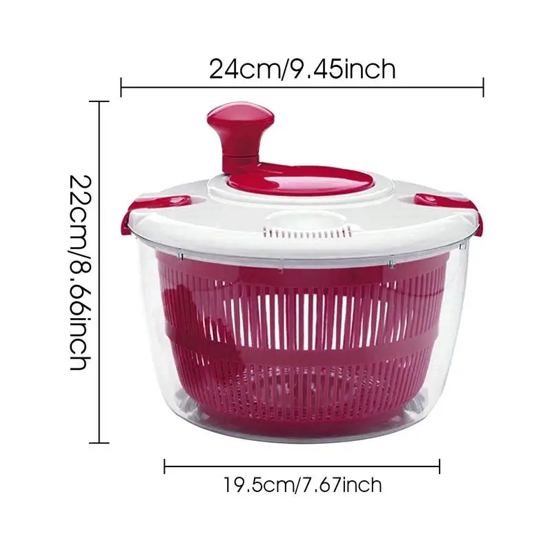 Lettuce Dryer Spinner Manual Salad Bowl Spinner 5L Multi-Use Vegetable And  Fruit Washer Quick And Easy Spinning Colander With