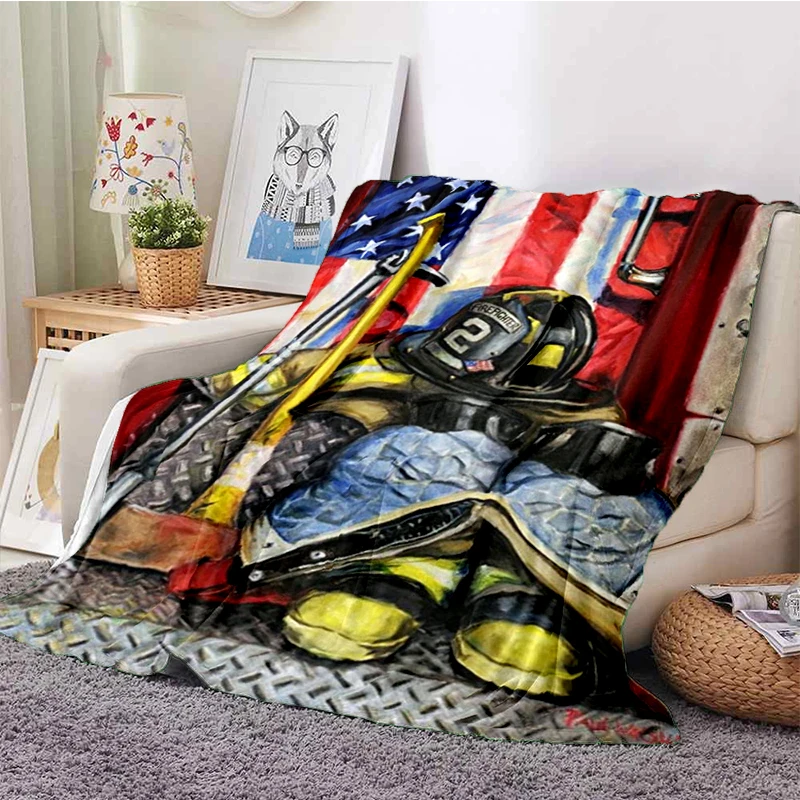 

Firefighters Fire Throw Blanket Fleece Warm Cozy Soft Blanket for Couch Bed Colorfast Tv Blanket Firefighters Blanket покрывало