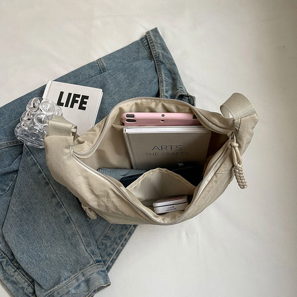 Women Stylish Dumpling Bag Multi-pockets Hobo Sling Bag Large Capacity Fashion Shoulder Bag Adjustable Strap Simple Satchel Bag