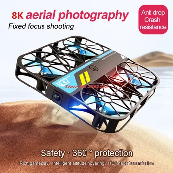 Mini Drone RC 8K 2.4G con Giroscopio a 6 Assi, WiFi FPV, Fotocamera HD 8K, Flip 3D, Struttura Antiurto, Mantenimento dell'Altitudine, Mini Quadricottero RC Giocattolo, Regalo