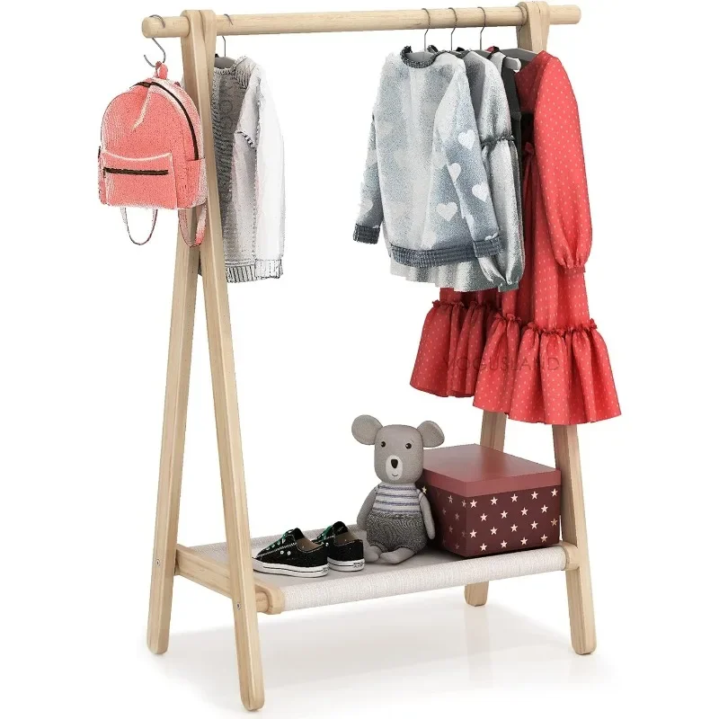 Kids Clothing Rack with Storage Shelf