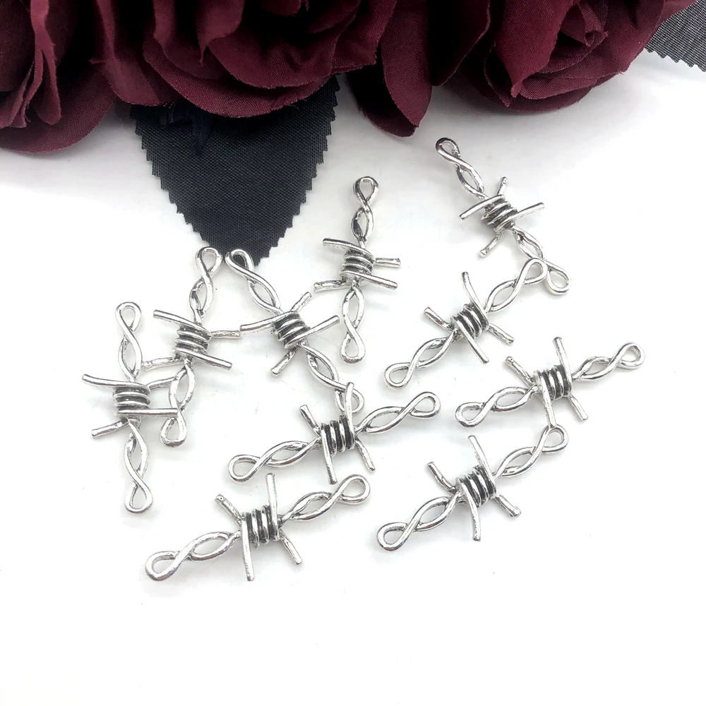 10 de espinas pequeñas de alambre de púas de estilo gótico Punk, hecho a mano, pendientes, pulsera, accesorios 39x15| | - AliExpress