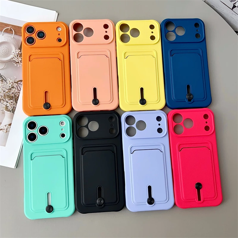 Vibrant Candy Color Shockproof Wallet-Style Silicone Phone Case