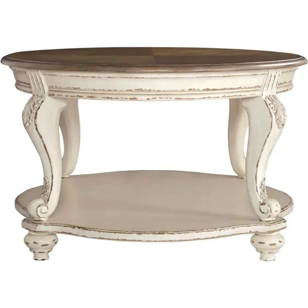 Signature Design by Ashley Realyn Casual Cottage Coffee Table, Antique White & Brown coffee tables mesas de centro para sala