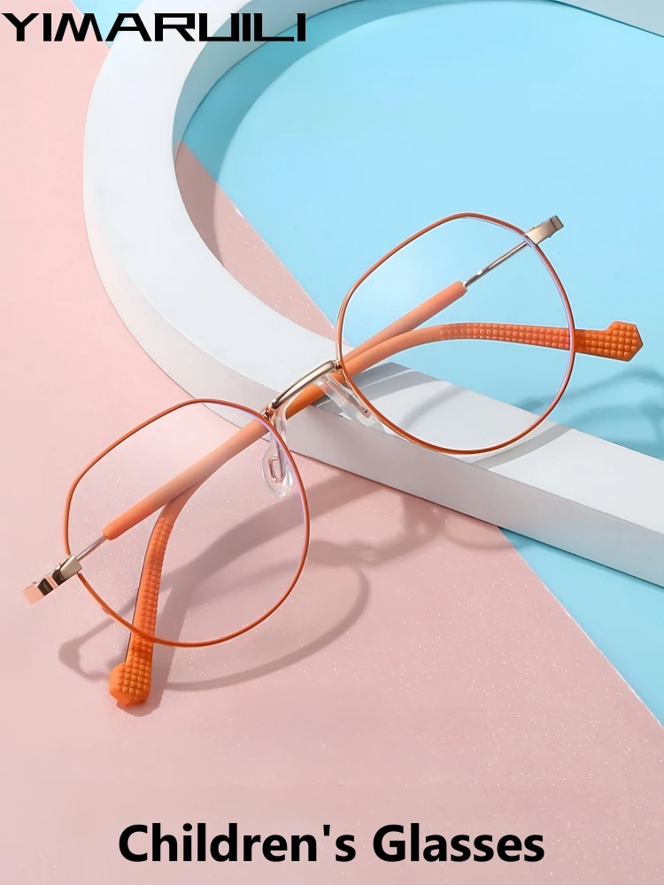 YIMARUILI Ultralight Fashion Children Eyeglasses Frame Alloy Silicone Kids Glasses Polygon Boy Girl Optical Prescription Eyewear