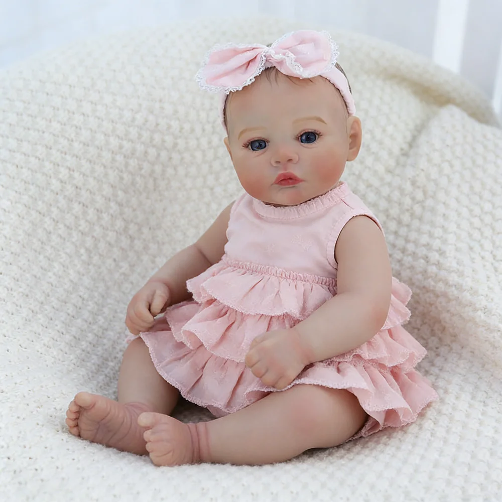 Baby Dolls Like Real Bebe Reborn Silicone Vinyl Full Body 45cm Realistic Newborn Girl Painted Babies Lifelike Doll Toy Gifts - 6