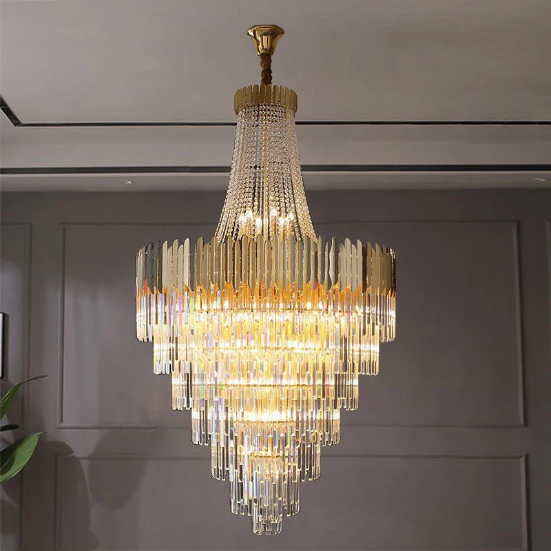 

Modern Lighting Indoor Living Room Dining Room Glass Crystal Pendant Light Minimalist Decoration Conical Chandelier In Bedroom