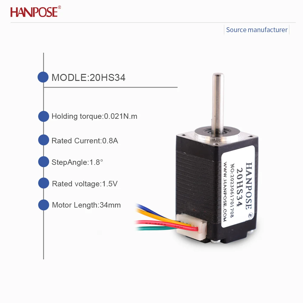 NEMA8 20HS34 미니어처 스테퍼 모터 0.021N. m 0.8A 3D 프린팅 액세서리 모터 제조업체 직접 판매 재고 있음