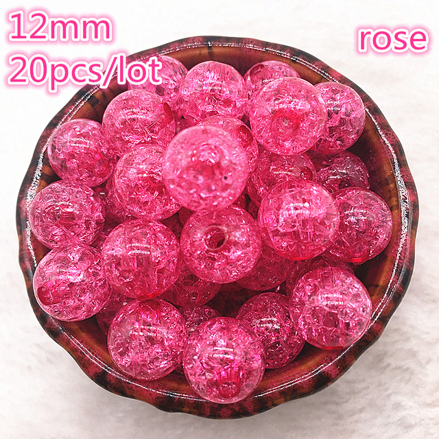 12mm Multicolor Round Acrylic Crackle Bead Loose Spacer Beads For Necklaces Bracelets Jewelry Making