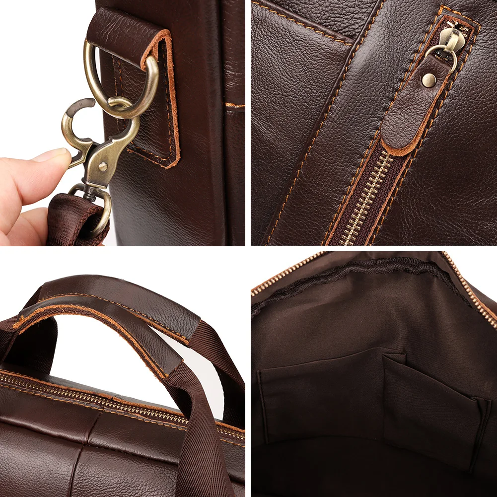 Leather Briefcase HUMERPAUL Men's Briefcase Bag Top Layer Leather Handcrafted Laptop Bag with Multiple Compartments Business Shoulder Messenger