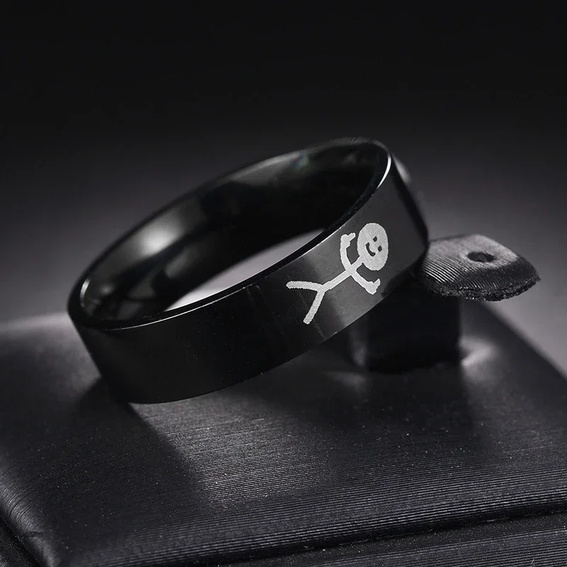 Stainless Steel Stickman Middle Finger Ring - Trendy Hip Hop Doodle Jewelry Gift