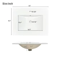 [Sink Only]24 Inch Modern Bathroom Vanity Modern White Bathroom Sink Rectangle Above Counter Porcelain Ceramic Vessel Vanity 2