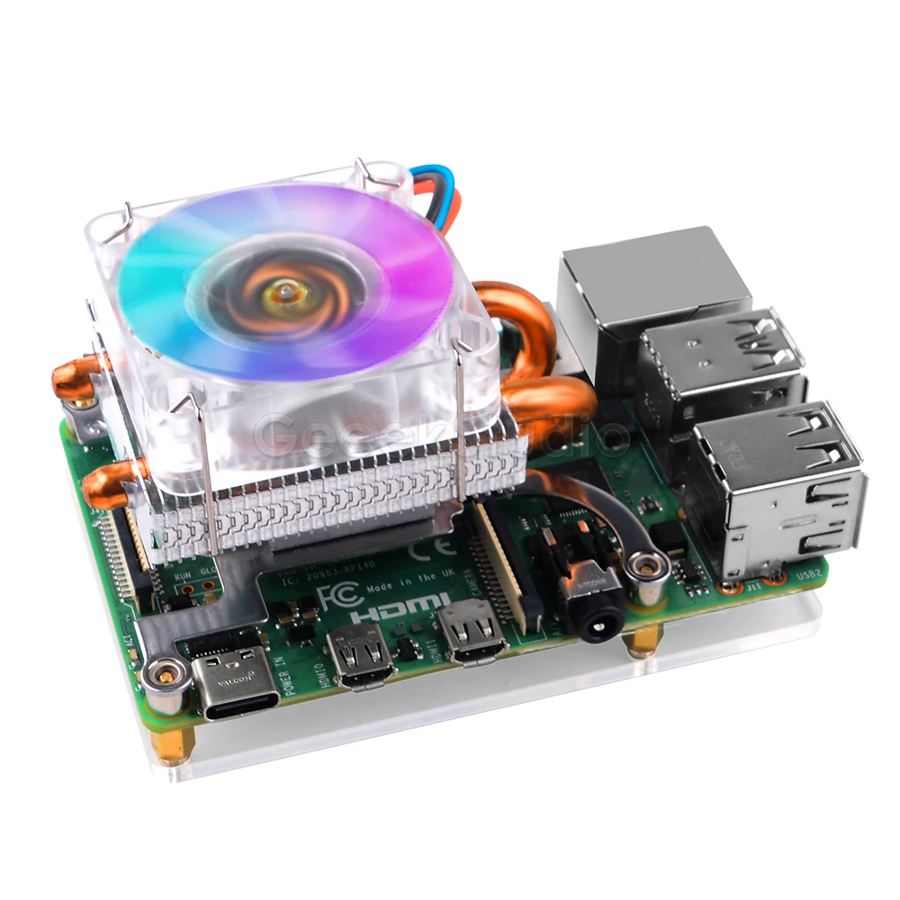 Torre de Gelo de Baixo Perfil Ventilador de Refrigeração Caixa de Metal Cores Rgb em Mudança de Luz Led com Suporte Escudo para Raspberry pi b 3b Mais 3b