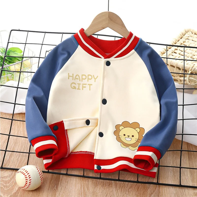 Children Padded Baseball Jacket Spring Autumn Outerwear Boys Girls Cartoon Fashion Coat Baby Casual Top Clothing