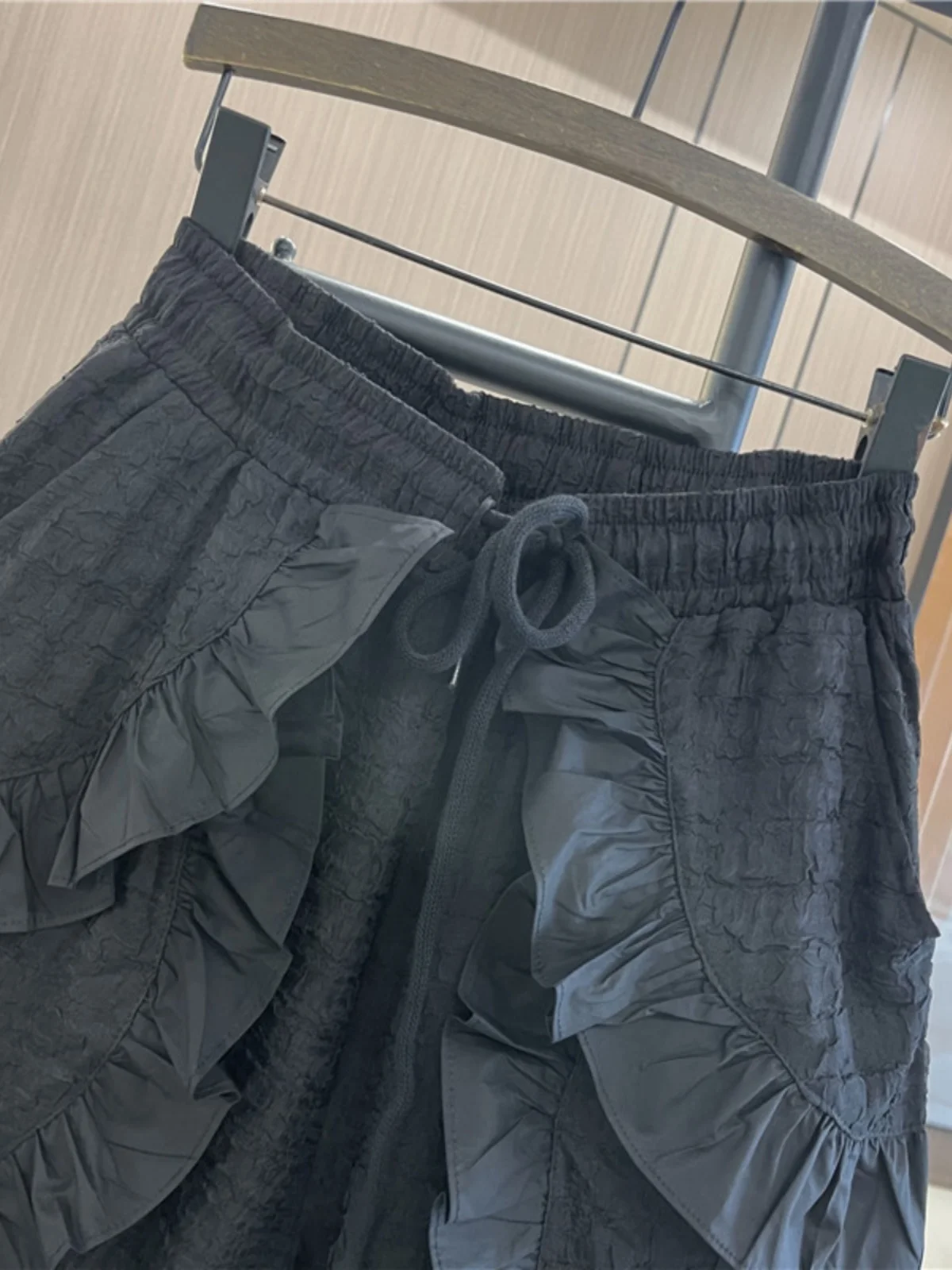 Cool Popular Brand Exaggerated Lace Sweet Casual Pants For Women 2024 Summer New Elastic Waist Loose Oversized Straight Shorts